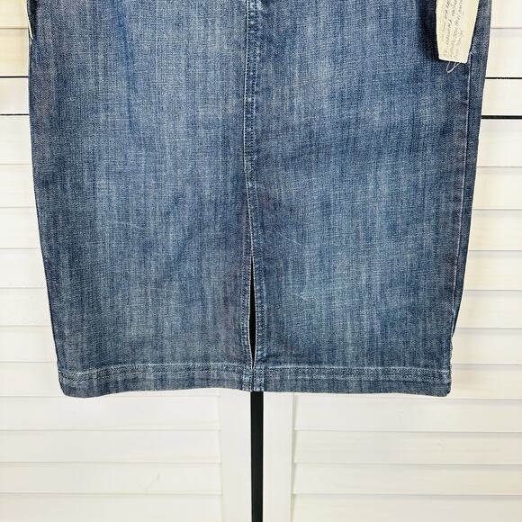 New Anthropologie Level 99 Denim Pencil‎ Skirt Sailor Button Front Size 29 - Picture 3 of 13